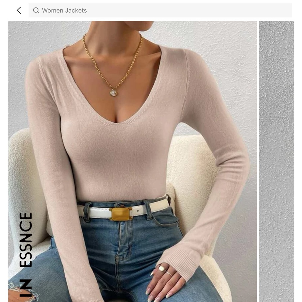 V Neck Cashmere Like Sweater